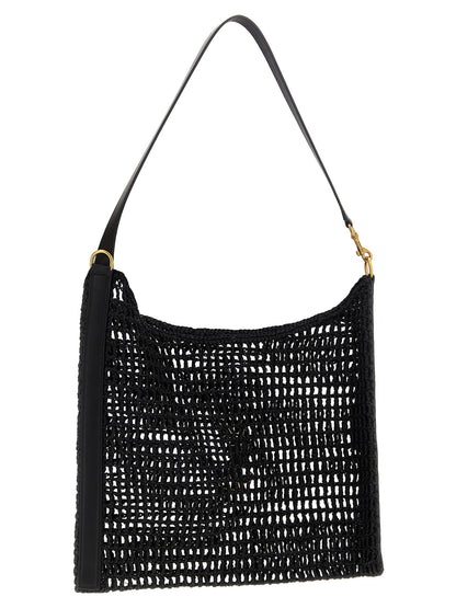 Saint Laurent Schwarze Raffia-Umhängetasche