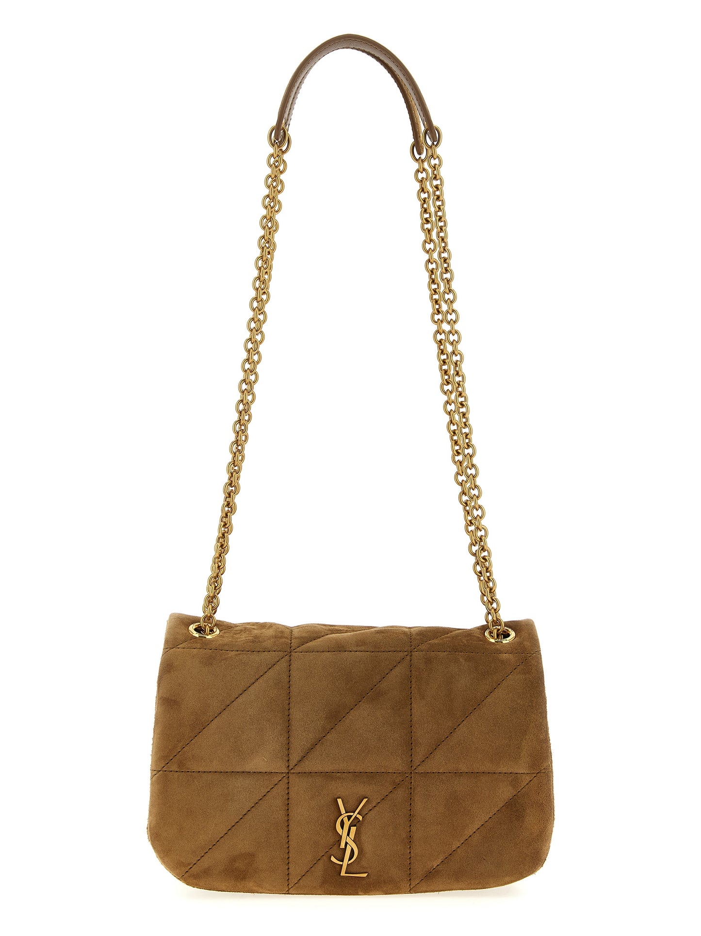 Saint Laurent Beigefarbene Kalbshaut Schultertasche