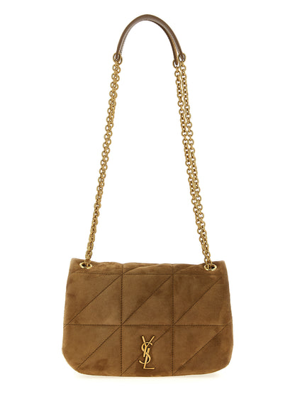 Saint Laurent Beigefarbene Kalbshaut Schultertasche