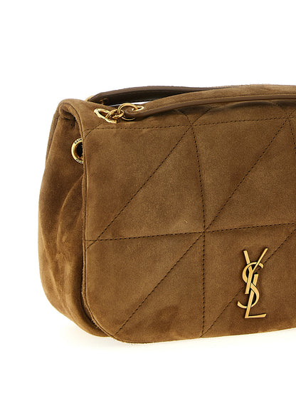 Saint Laurent Beigefarbene Kalbshaut Schultertasche