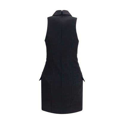 Balmain Schwarzes Oves Aries Wollkleid