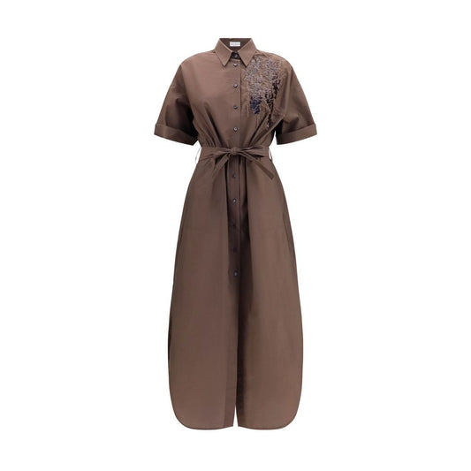 Brunello Cucinelli Braunes Baumwollkleid für die Freizeit