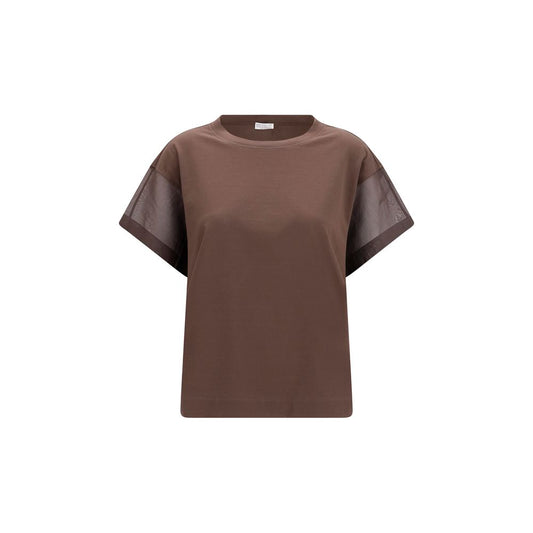 Brunello Cucinelli Braunes Baumwoll-T-Shirt