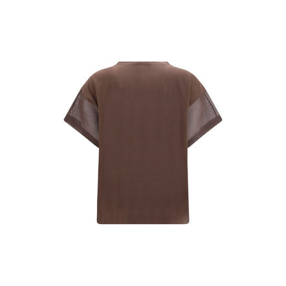Brunello Cucinelli Braunes Baumwoll-T-Shirt