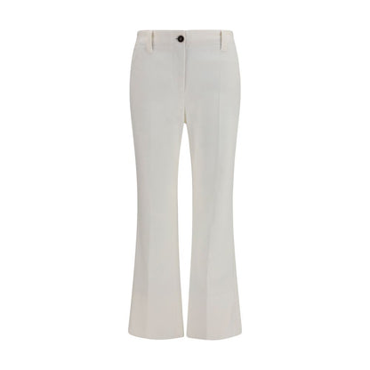 Brunello Cucinelli Weiße Baumwoll-Hosen mit weitem Bein