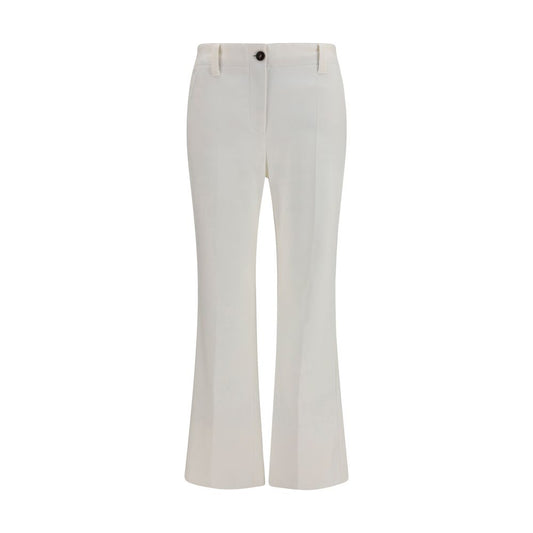 Brunello Cucinelli Weiße Baumwoll-Hosen mit weitem Bein