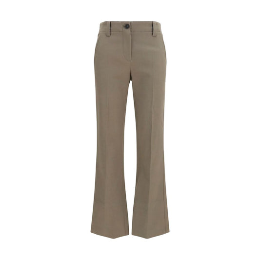 Brunello Cucinelli Braune Baumwollhose mit ausgestelltem Bein