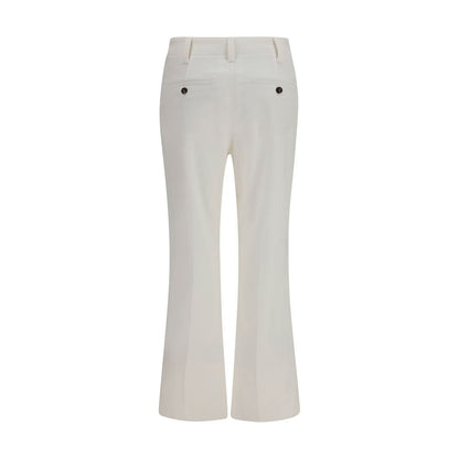 Brunello Cucinelli Weiße Baumwoll-Hosen mit weitem Bein