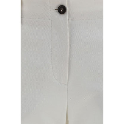 Brunello Cucinelli Weiße Baumwoll-Hosen mit weitem Bein