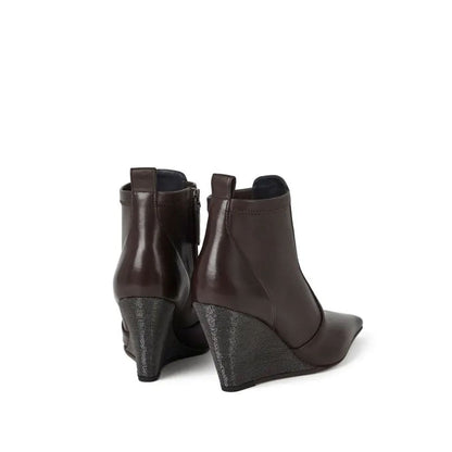Brunello Cucinelli Braune Lederstiefeletten