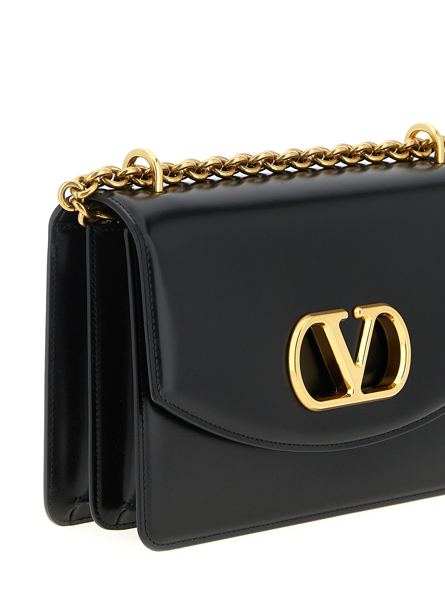 Valentino Garavani Schwarze Kalbsleder-Schultertasche