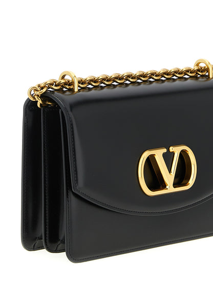 Valentino Garavani Schwarze Kalbsleder-Schultertasche