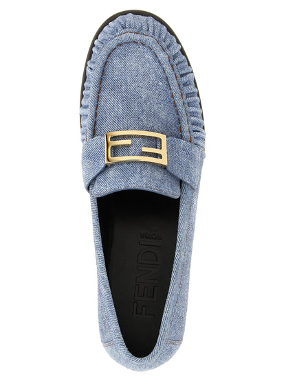 Fendi Mokassins aus blauem Kalbsleder