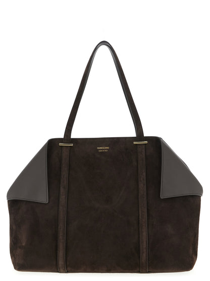 Ferragamo Braune Ziegenleder-Schultertasche