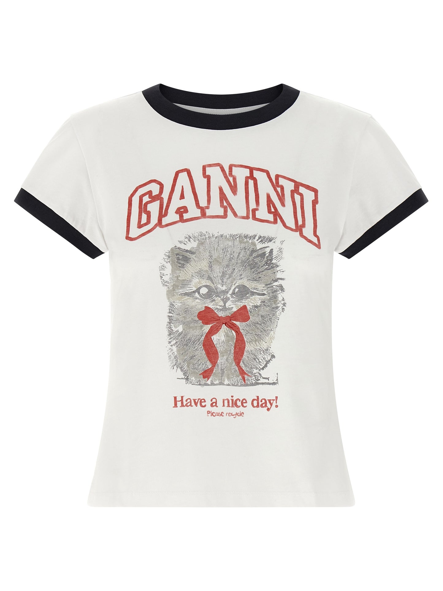 Ganni Weißes T-Shirt aus Bio-Baumwolle