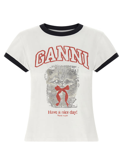 Ganni Weißes T-Shirt aus Bio-Baumwolle