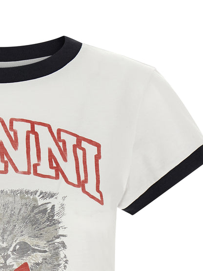 Ganni Weißes T-Shirt aus Bio-Baumwolle