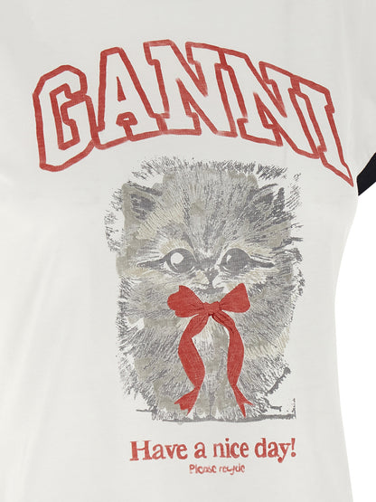Ganni Weißes T-Shirt aus Bio-Baumwolle