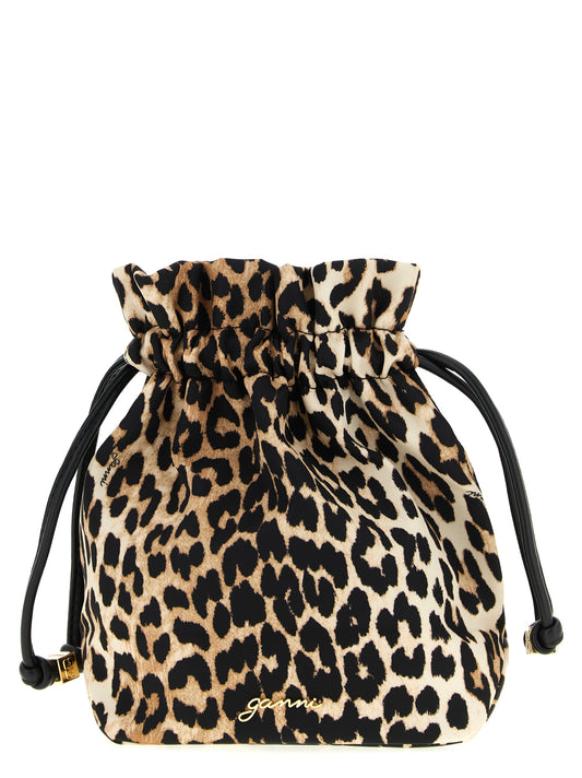 Ganni Braune Schultertasche aus recyceltem Polyamid
