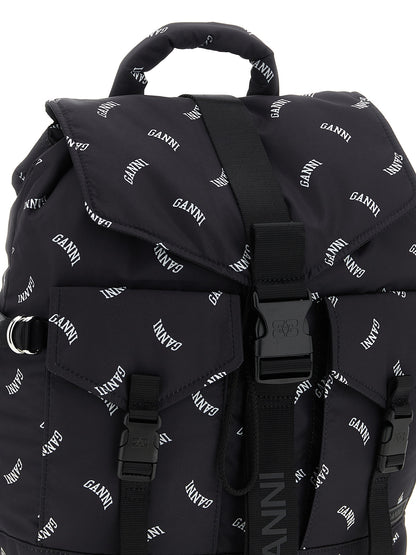 Ganni Schwarzer Rucksack aus Polyester