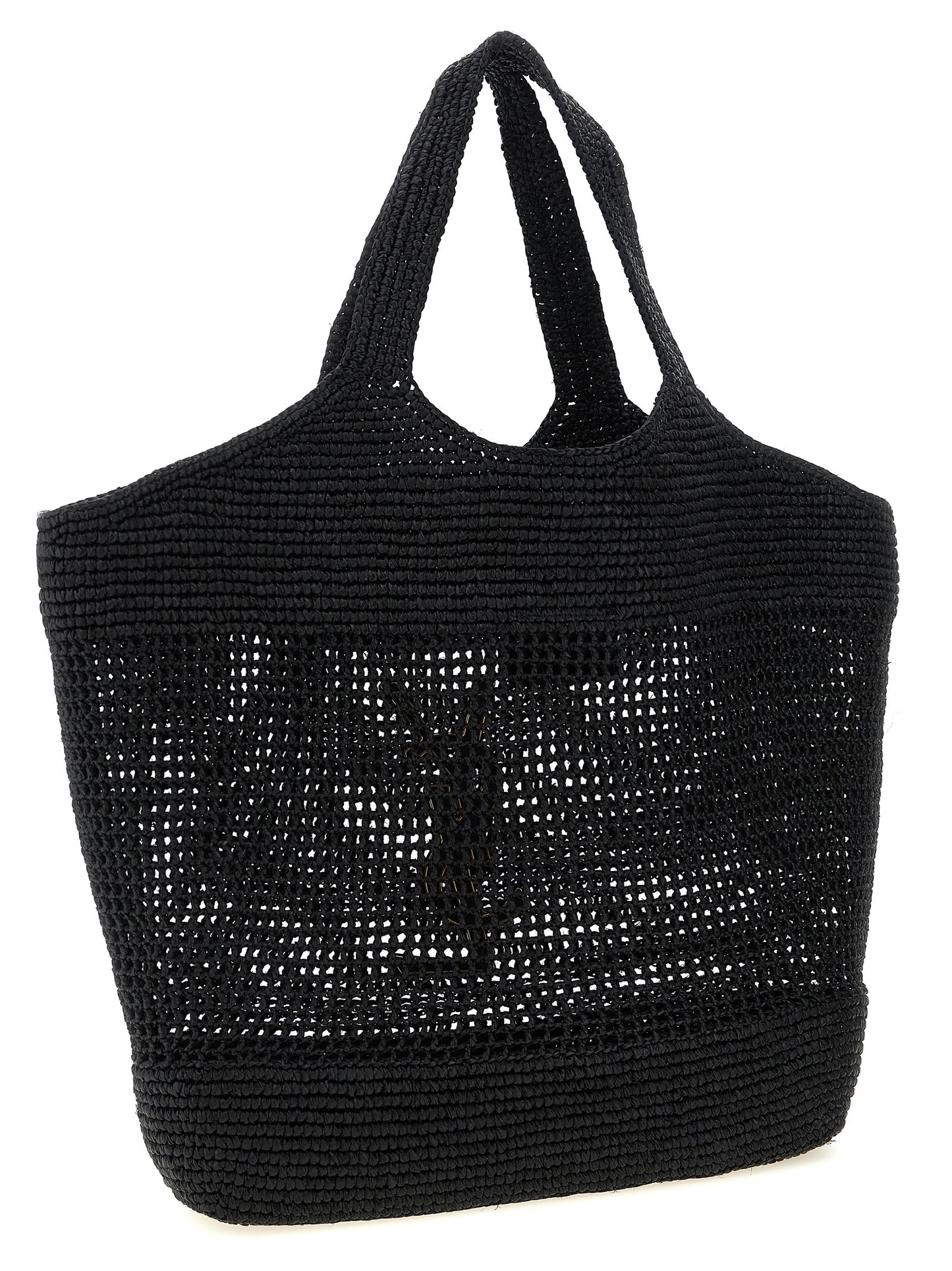 Saint Laurent Schwarze Raffia-Tasche