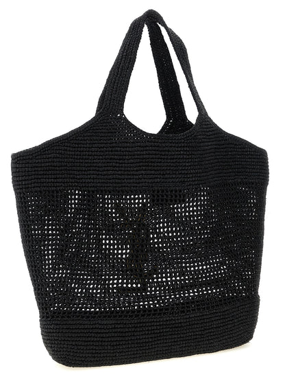 Saint Laurent Schwarze Raffia-Tasche