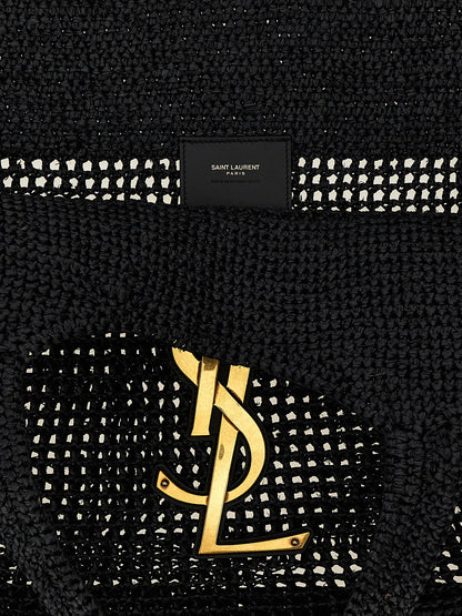 Saint Laurent Schwarze Raffia-Tasche