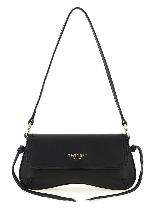 Twinset Schwarze Leder Umhängetasche