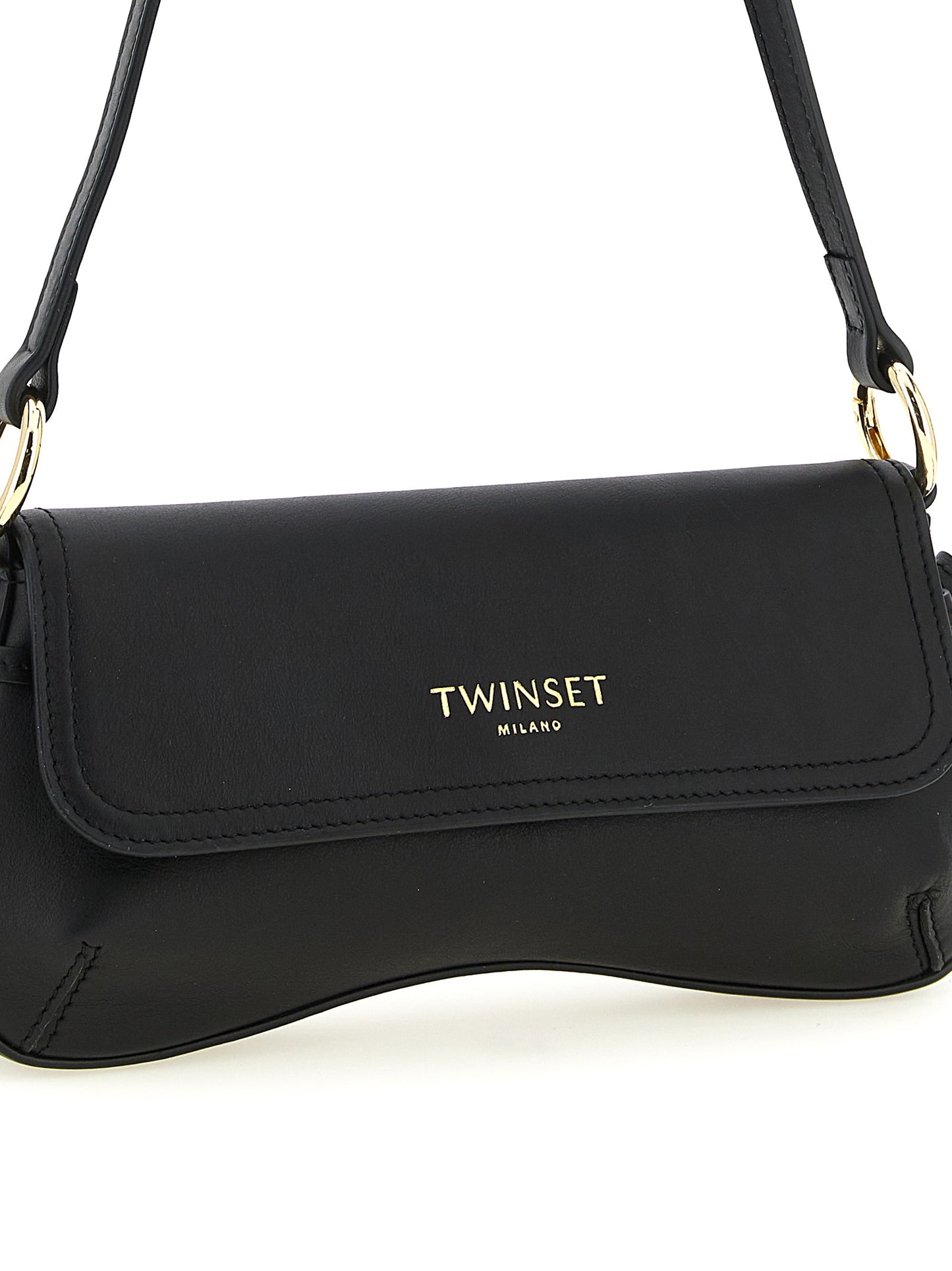 Twinset Schwarze Leder Umhängetasche