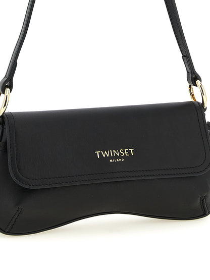 Twinset Schwarze Leder Umhängetasche