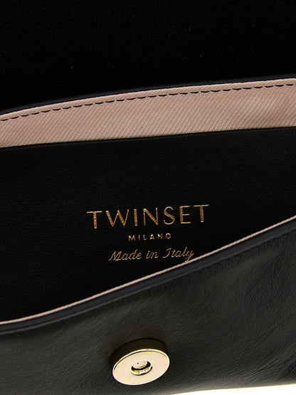Twinset Schwarze Leder Umhängetasche