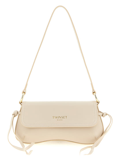 Twinset Weiße Leder Schultertasche