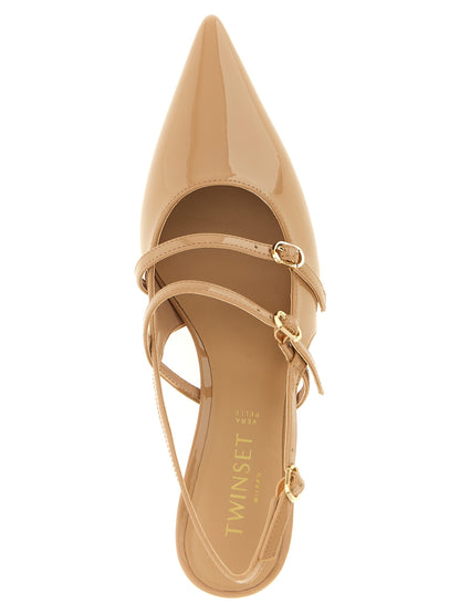 Twinset Beige Polyethylen Pumps mit mittlerem Absatz