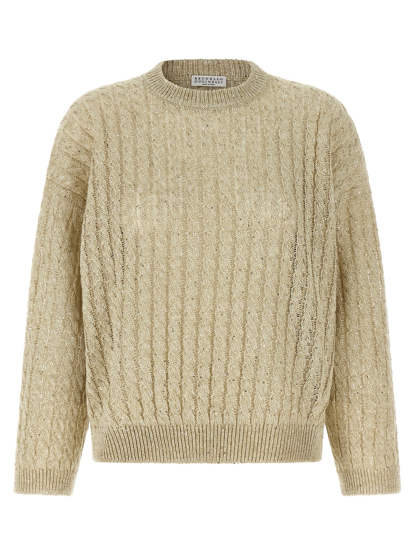 Brunello Cucinelli Beige Leinenstrickjacke