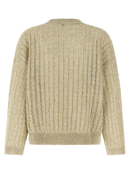 Brunello Cucinelli Beige Leinenstrickjacke