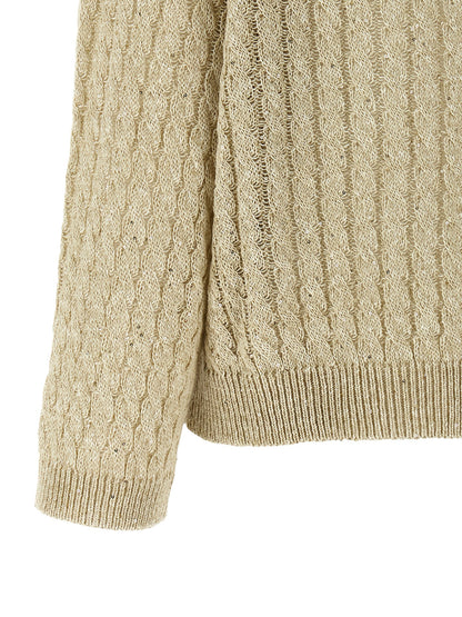 Brunello Cucinelli Beige Leinenstrickjacke