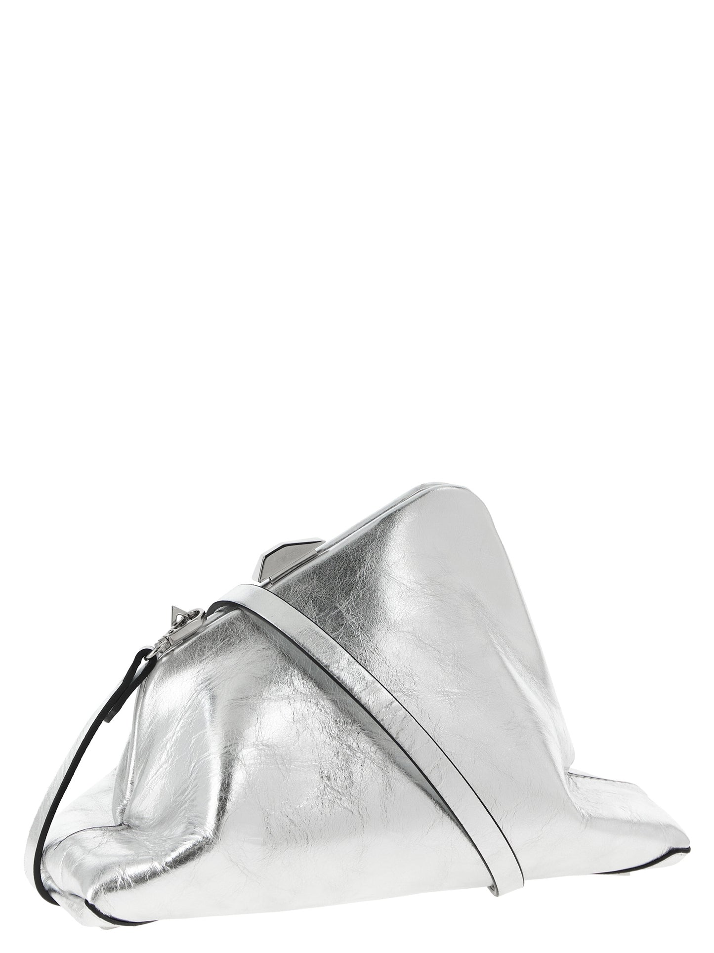 The Attico Clutch aus silbernem Kalbsleder