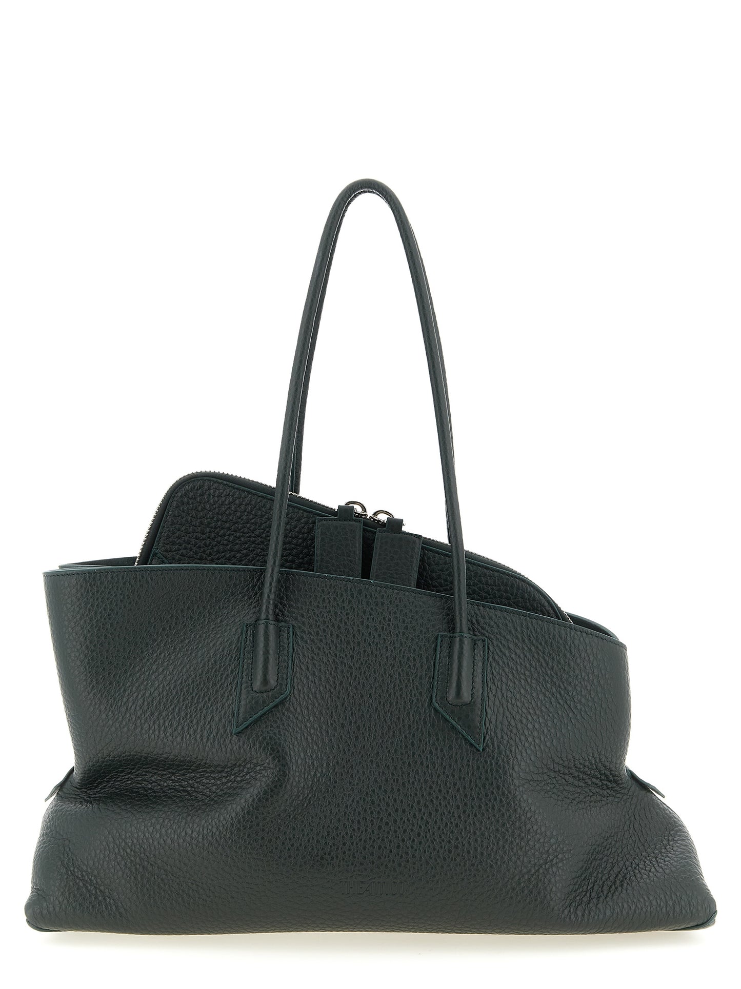 The Attico Zweifarbige Schultertasche aus Kalbsleder