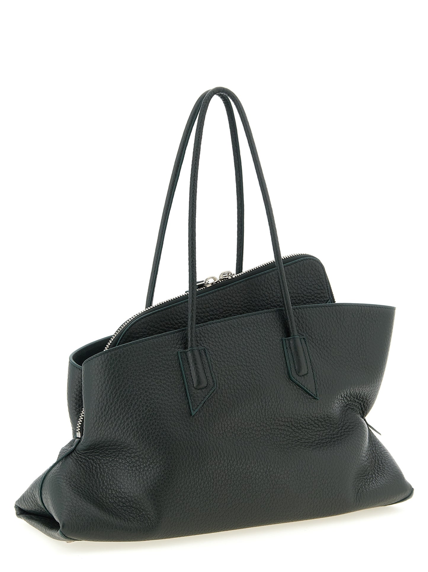 The Attico Zweifarbige Schultertasche aus Kalbsleder
