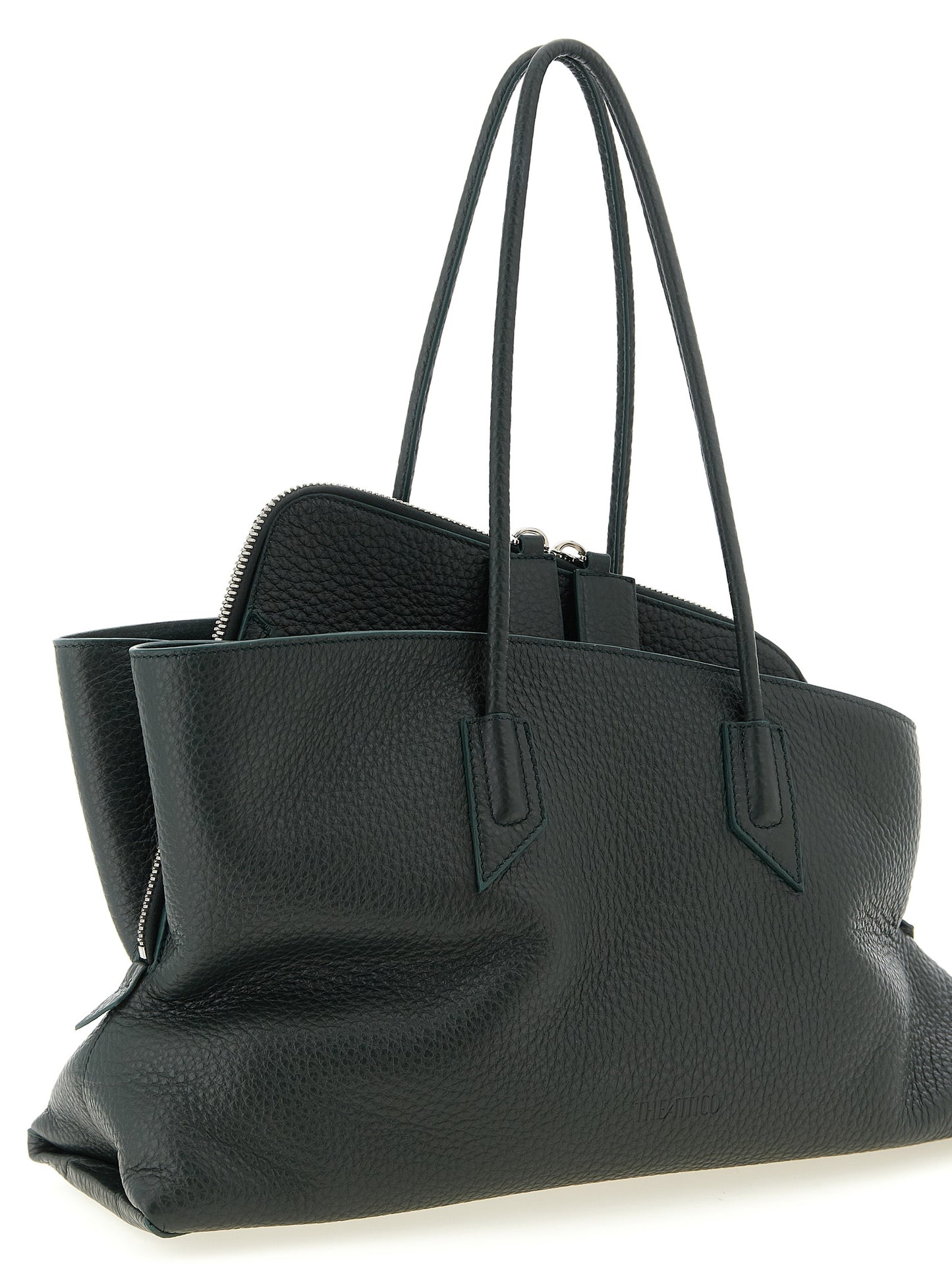 The Attico Zweifarbige Schultertasche aus Kalbsleder
