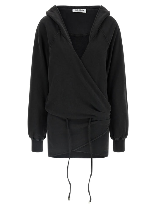 The Attico Schwarzes kurzes Baumwollkleid