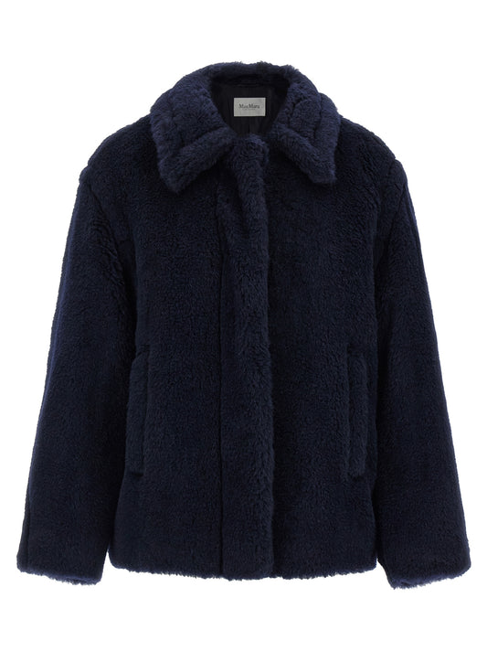Max Mara Alpaca and Leather Coat – Blue