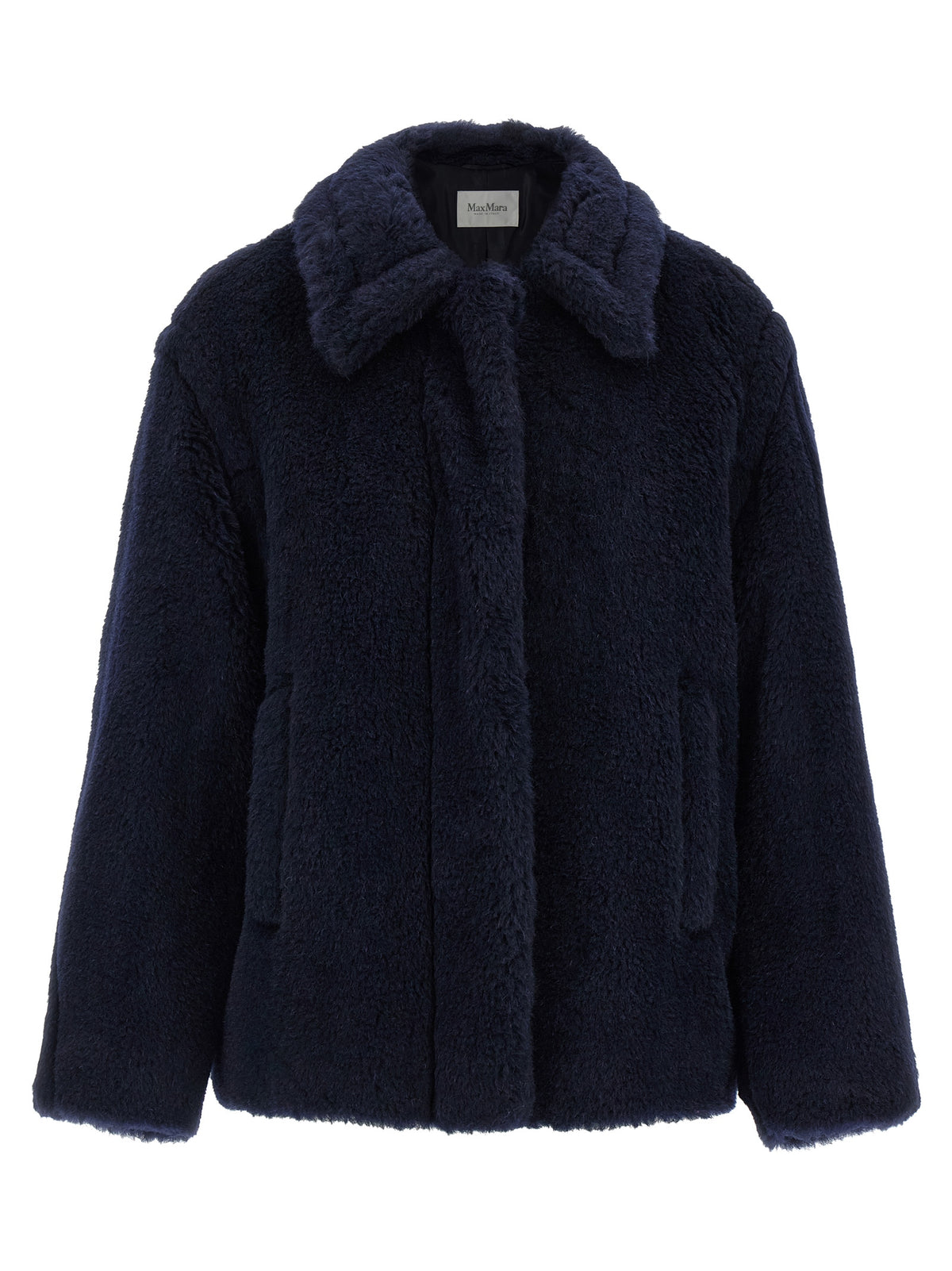 Max Mara Cappotto in Alpaca e Pelle – Blu