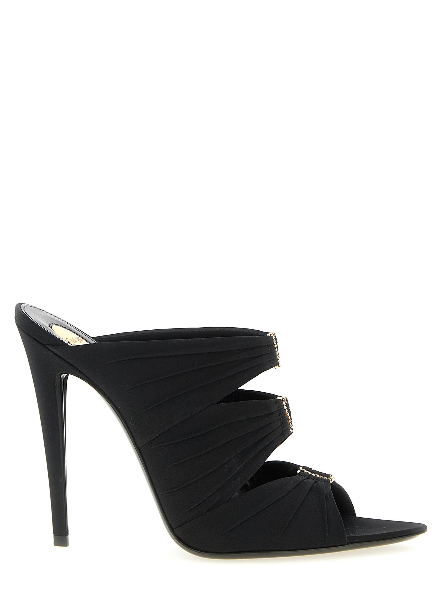 Saint Laurent Schwarze Sandalen mit Stilettoabsatz aus Viskose