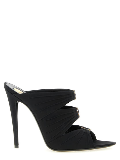 Saint Laurent Schwarze Sandalen mit Stilettoabsatz aus Viskose