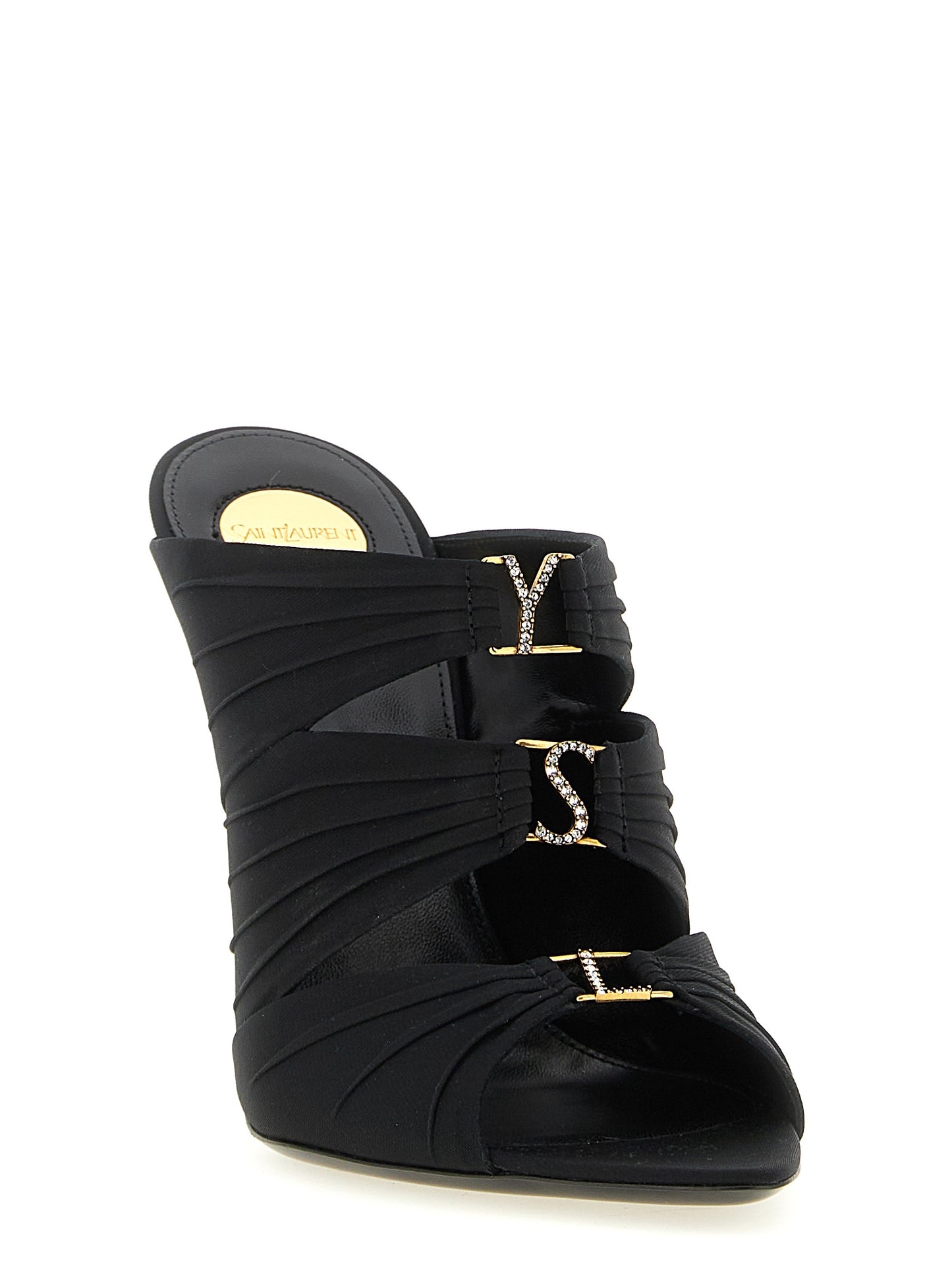 Saint Laurent Schwarze Sandalen mit Stilettoabsatz aus Viskose