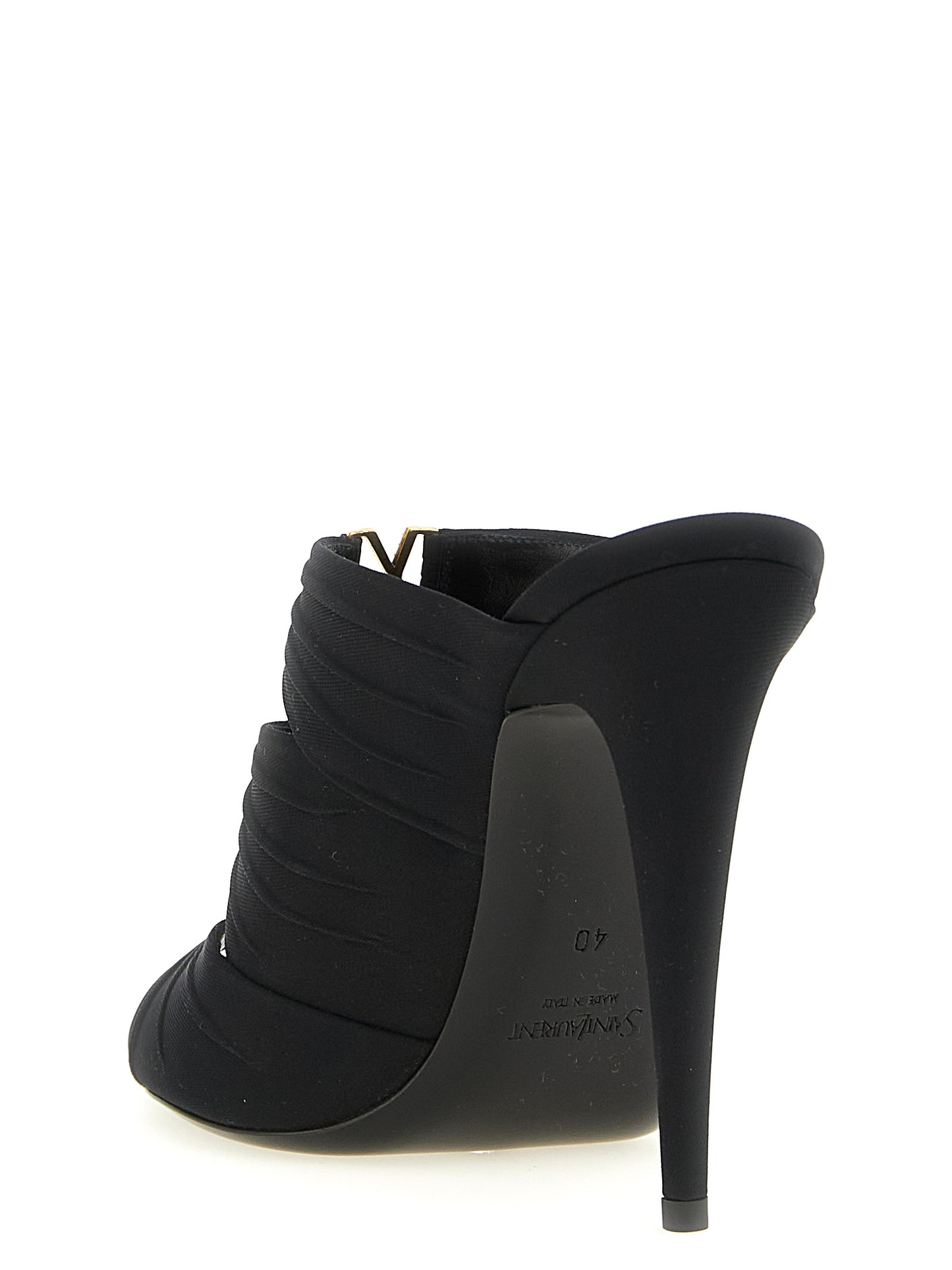 Saint Laurent Schwarze Sandalen mit Stilettoabsatz aus Viskose