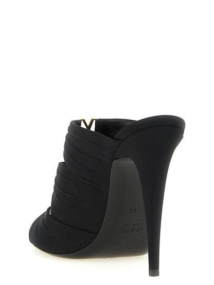 Saint Laurent Schwarze Sandalen mit Stilettoabsatz aus Viskose