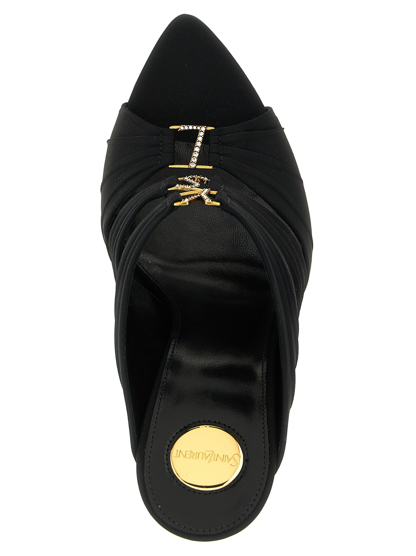 Saint Laurent Schwarze Sandalen mit Stilettoabsatz aus Viskose