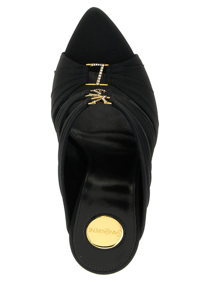 Saint Laurent Schwarze Sandalen mit Stilettoabsatz aus Viskose